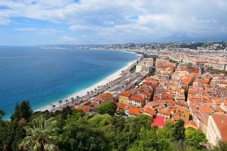 nice, french riviera cote d'azur in provence, france landscape view of coastline