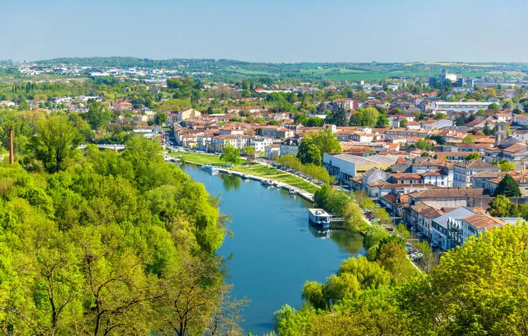 the charente river at angouleme, the charente department of france