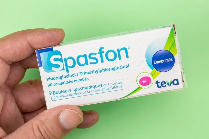 benon,,france,-,november,10,,2019 closeup,on,spasfon,box,holding