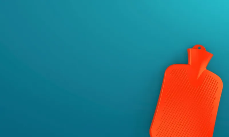 hot water bottle on blue background 3d illustration