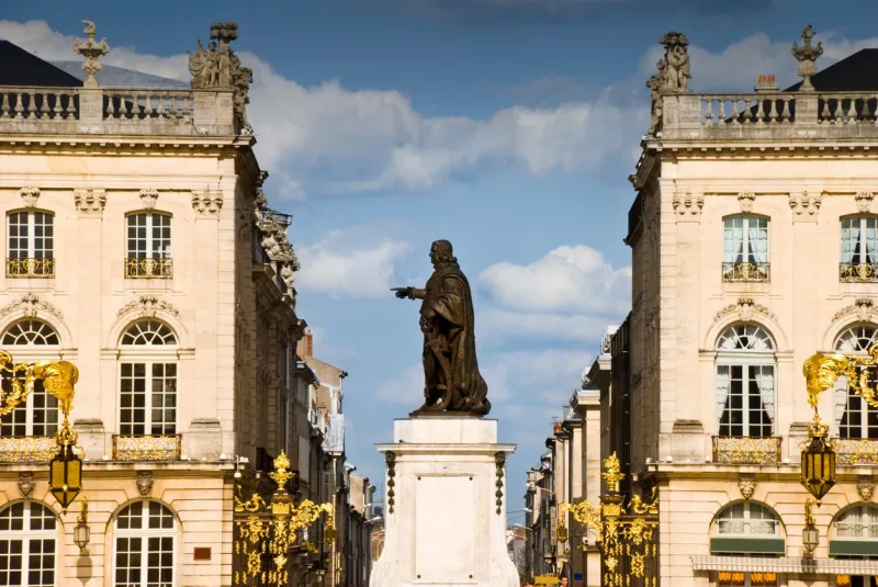 a statue of stanislas lezczskynsi on stanislas square in nancy, france