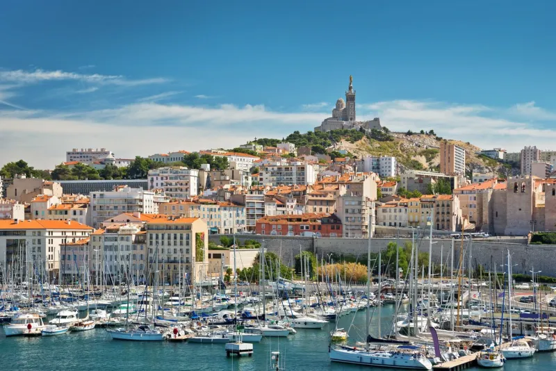 view of the old port of marseille, france