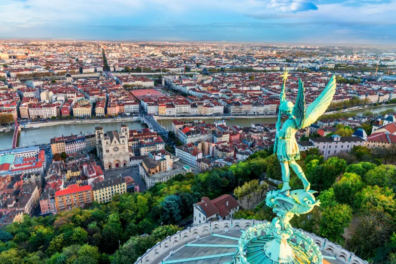 view of lyon city from fourviere, france
