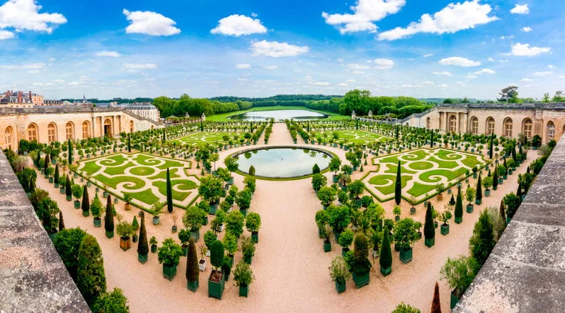 paris, france - may 2019  versailles formal gardens