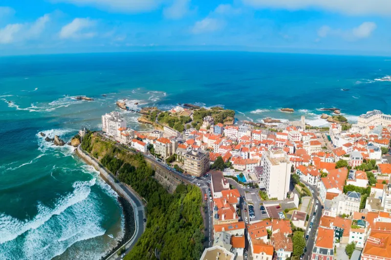 biarritz aerial panoramic view biarritz is a city on the bay of biscay on the atlantic coast in france