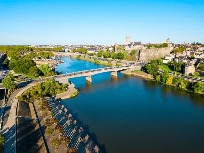 angers aerial panoramic view angers is a city in loire valley, western france