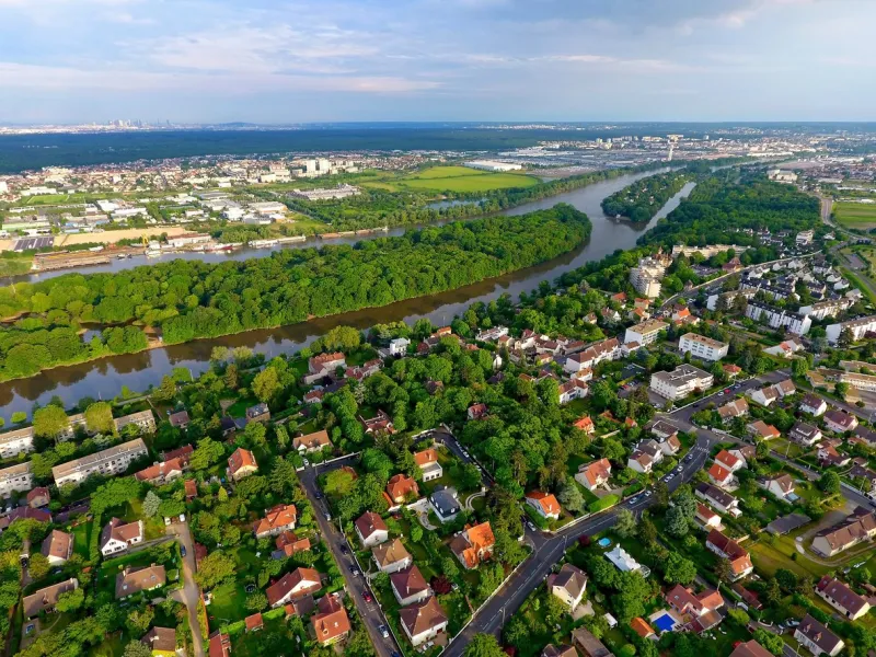 aerial view of a residential area in andresy, yvelines, france