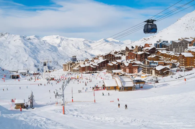 aerial view of val thorens, trois vallees complex, france