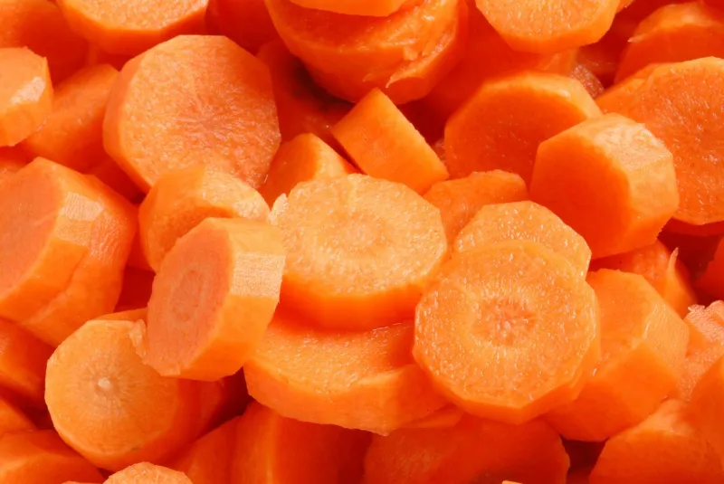 close-up of carrots cut into slices