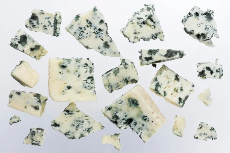 danish blue cheese isolated on white background with clipping path collection