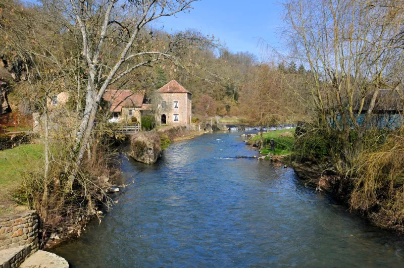 the river sarthe at saint-caneri-le-garei in france,department of the orne