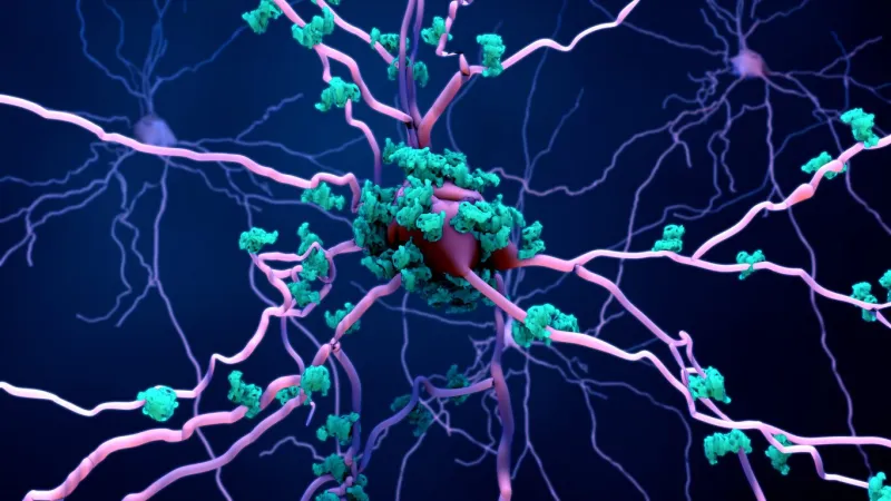 death of neurons in the aging brain or proteins in neurons