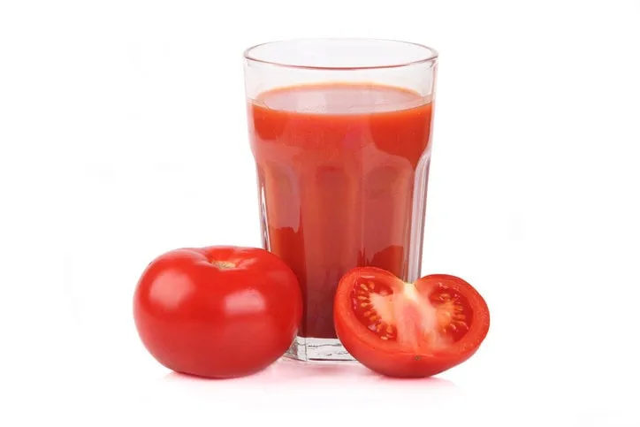 tomato juice on white background