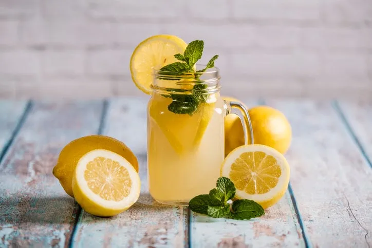 glass with natural lemon juice