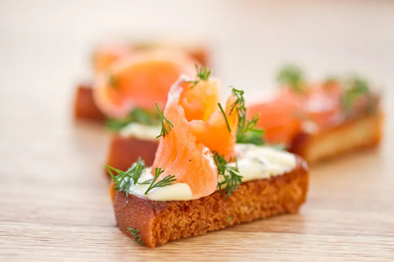 fried toast with cheese and salted salmon
