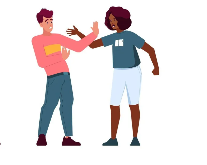 set family couples conflict, quarrel angry men and women arguin