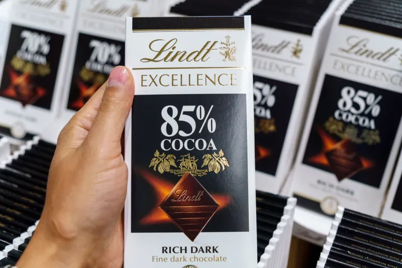 volzhsky, russia-september 21, 2021  lindt swiss chocolate confectionery company selective focus