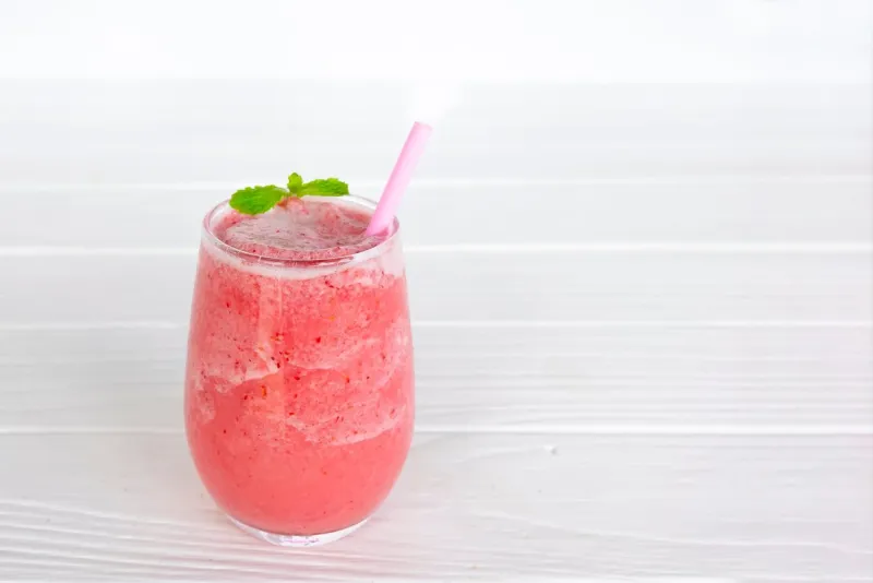 strawberry smoothies colorful fruit juice beverage healthy the taste yummy in glass drink food for breakfast and snack on wood background