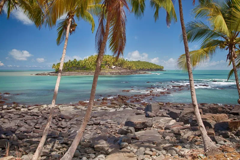 beach of saint joseph island in view of devil's island