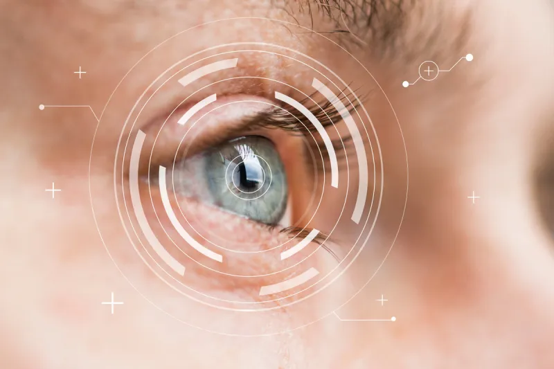 eye monitoring and treatment in medical biometric scan of male