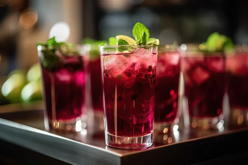 close up spring and summer drink, glass of infused water of lime