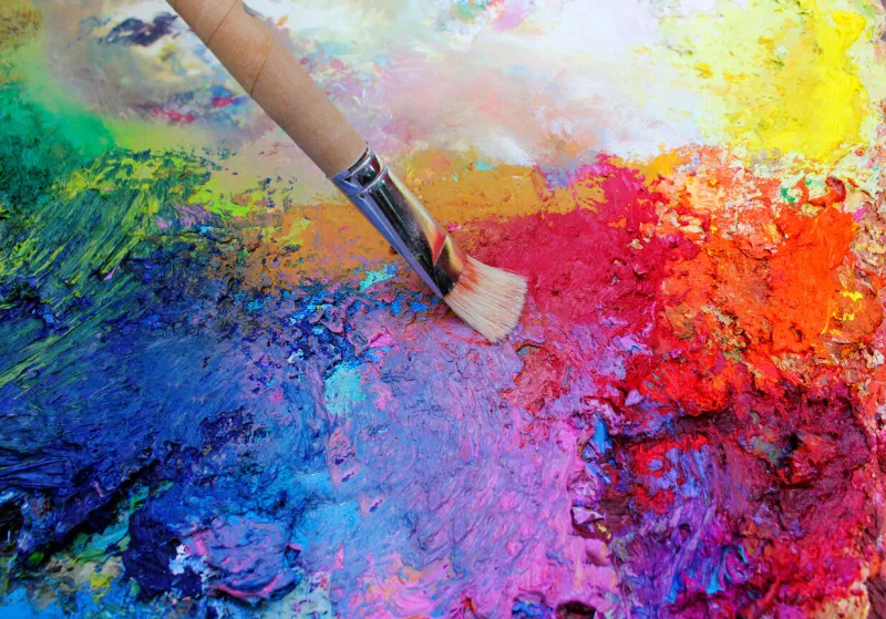 pinsel, palette und farben