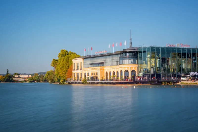 casino at the lake of enghien les bains near paris, france
