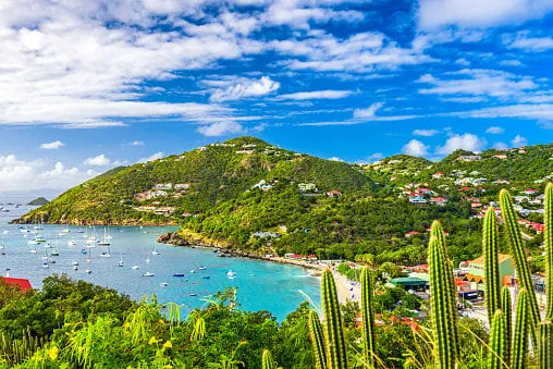 saint barthelemy skyline and harbor in the west indies of the caribbean