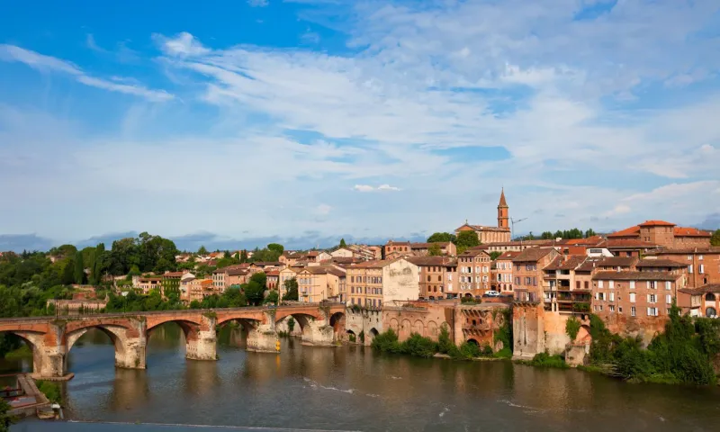 view of the august bridge in albi, france horizontal shot