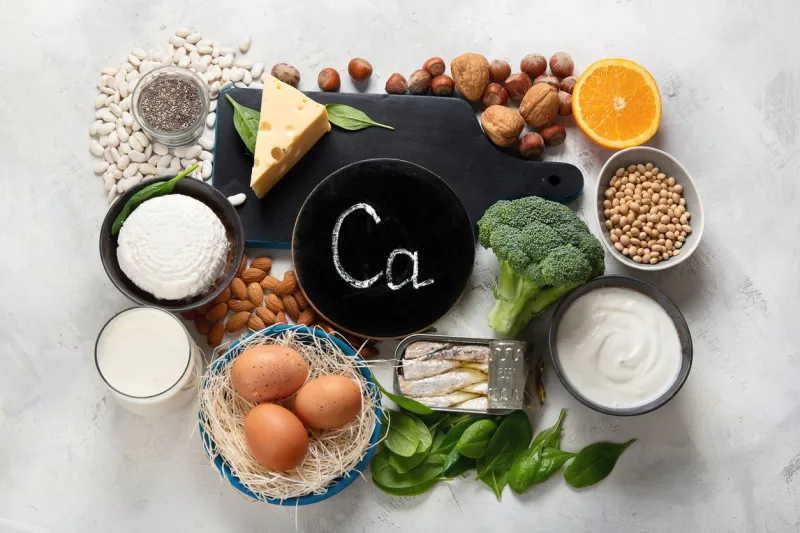 foods high in calcium for bone health, muscle constraction, lower cancer risks, weight loss top view