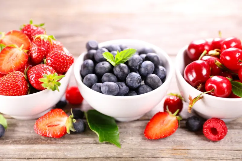 bowl of various berries fruits