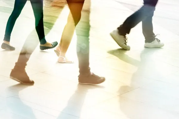 abstract people street walk in the city, pastel and blur concept