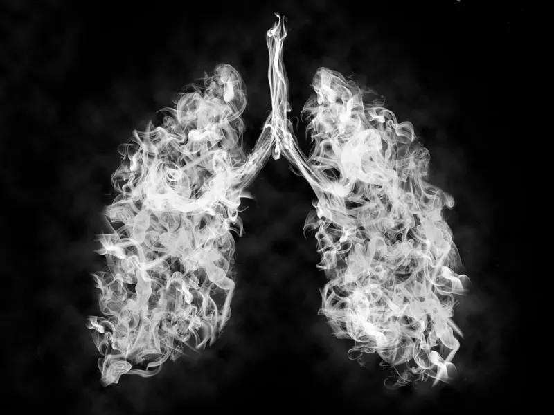illustration of a toxic smoke in lung cancer or illness concept