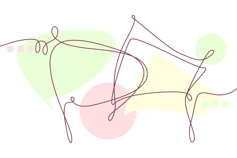 speech bubble continuous line drawingwith color shapes black isolated linear template comic doodle concept design outline simple border for social media, web sites, dialog chat vector illustration