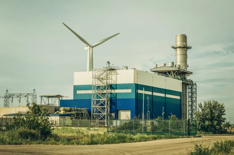 factory - electricity and renewable energy with wind turbine