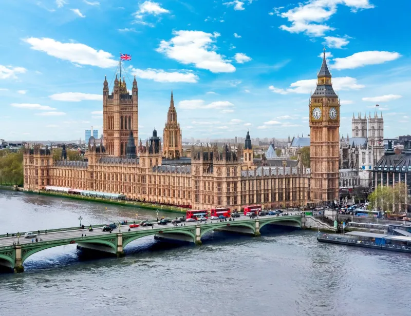 houses of parliament (westminster palace) and big ben tower, london, uk