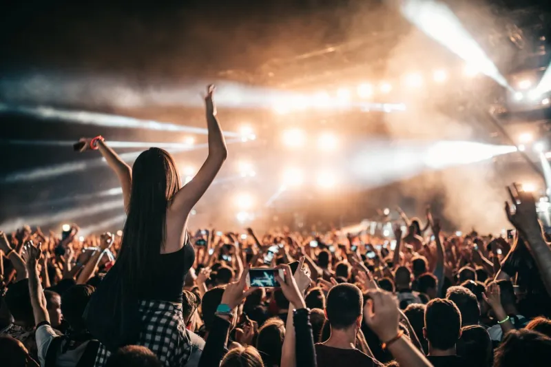 crowd partying at a music gig
