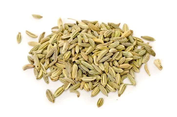 macro of fennel seeds isolated on white
