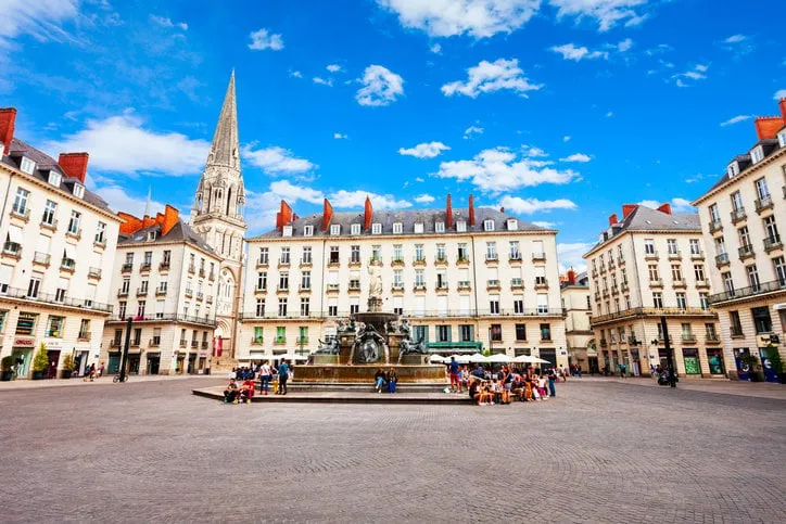 place royale or royal square in the centre of nantes city in france