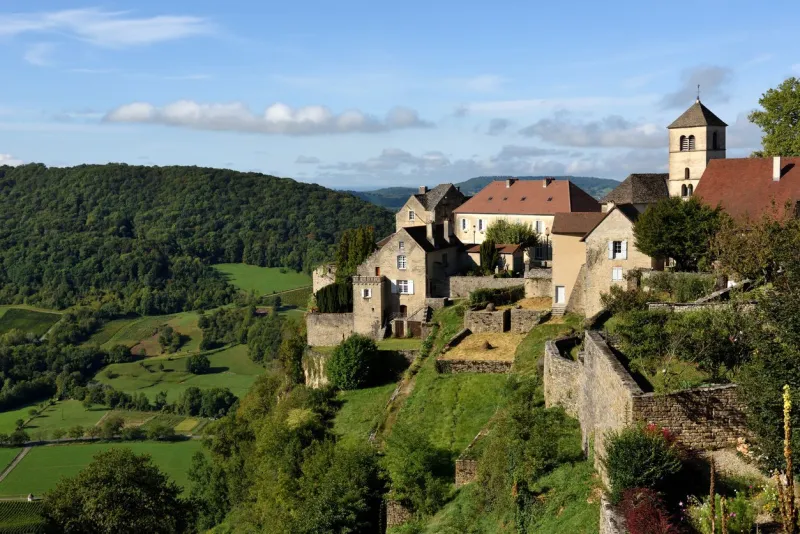 the hilltop village of chateau-chalons in the jura