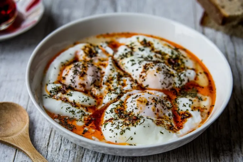 cilbir   poached egg in yogurt with spicy frothed butter