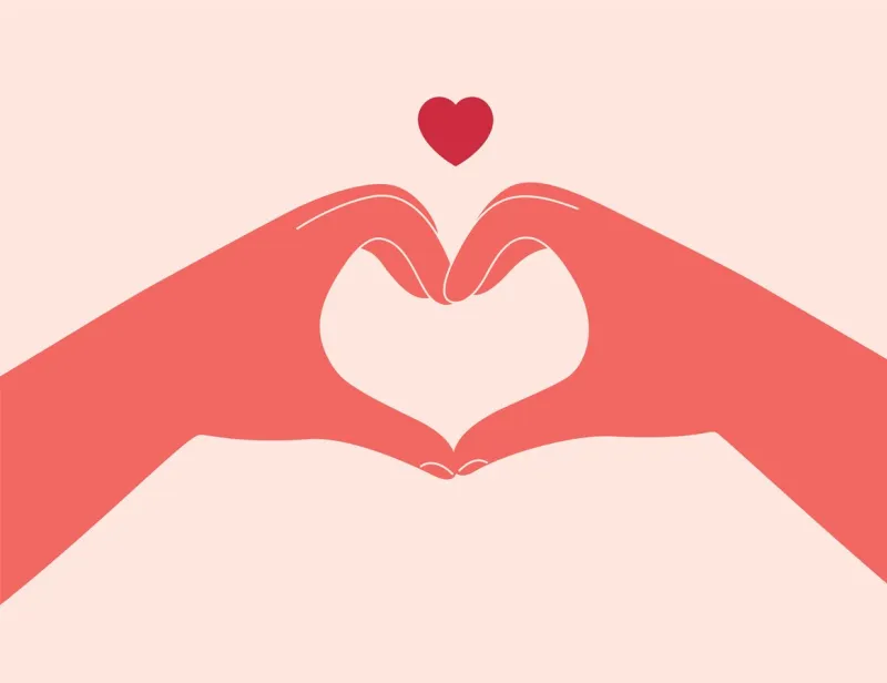 two hands make heart shape by fingers korean gesture of love and respect adult arms showing like gesture kindness, relationship and friendship symbol vector illustration