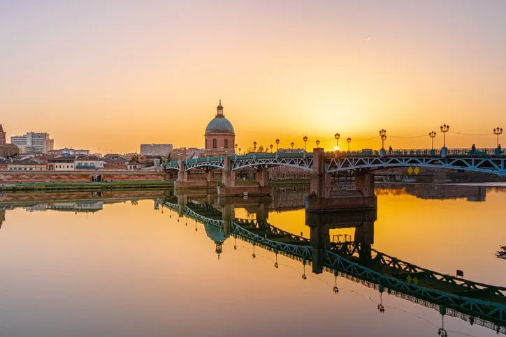 garonne river and dome de la grave in toulouse, france