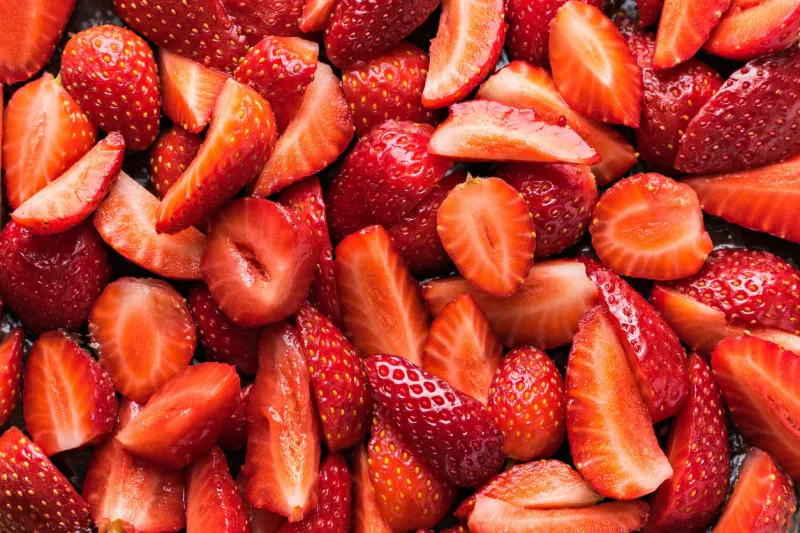 sliced fresh red ripe strawberry background