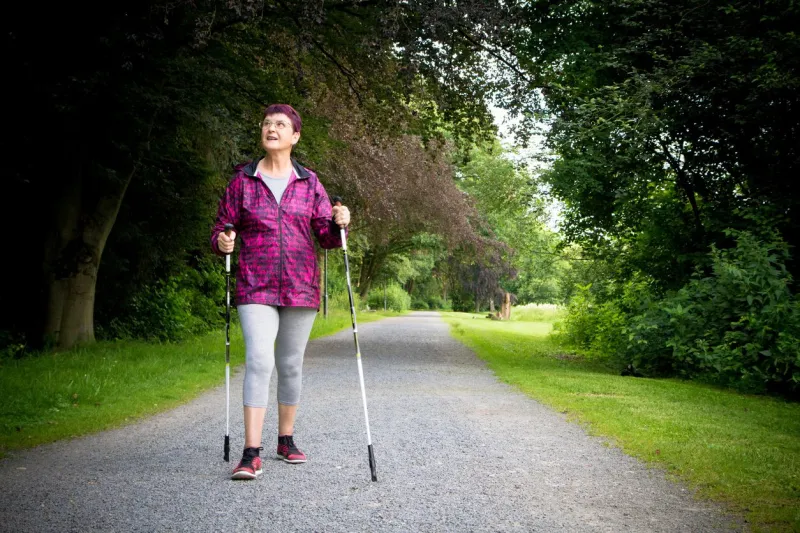 sixty year old woman doing sport