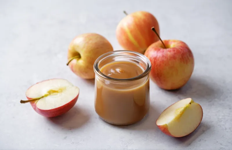 apple puree or apple butter with fresh apples toning