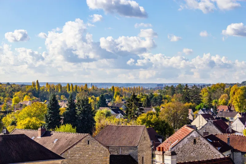 city view of auvers-sur-oise village, france