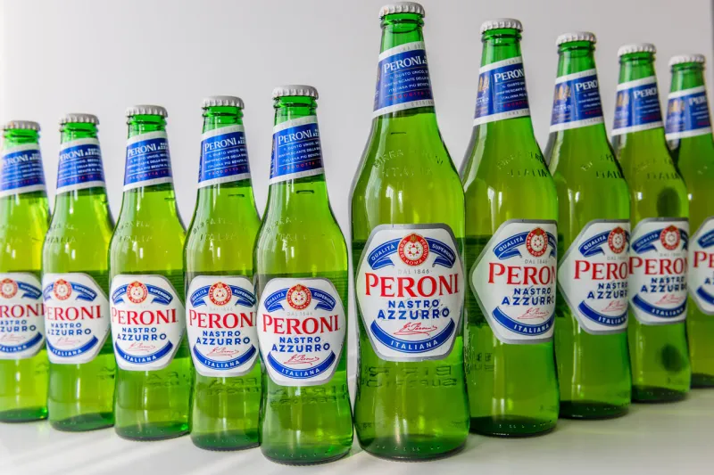 london uk 04092020 bottles of peroni beer showing its brand