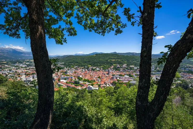elevated view of the city of gap in summer hautes-alpes, southern french alps, france