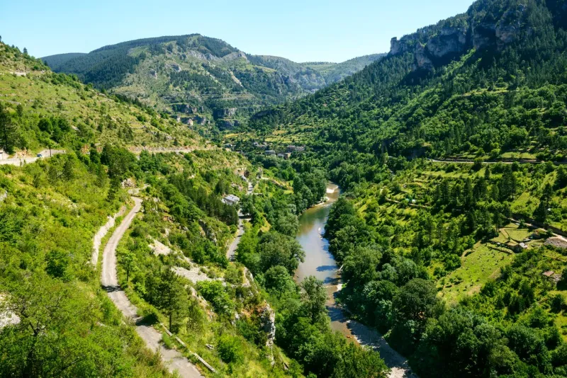 gorges du tarn (lozere, linguedoc-roussillon, france), famous canyon at summer